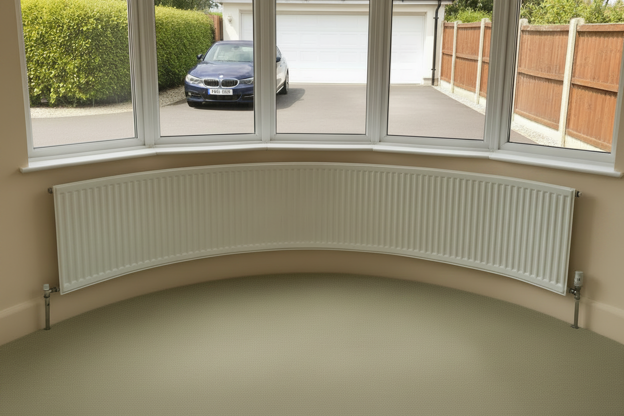 300mm High Curved Radiator for Bay Windows - Space saving size