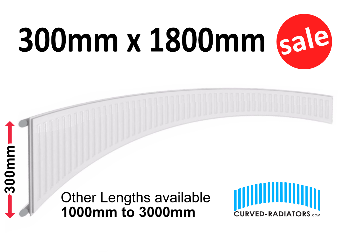 300mm High Curved Radiator for Bay Windows - Space saving size