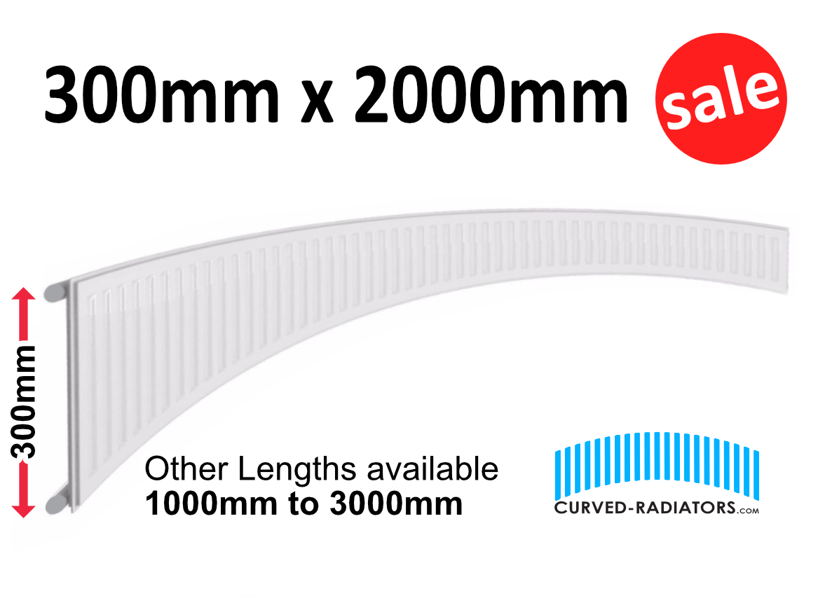 300mm x 2000m Curved Bay Window Radiator