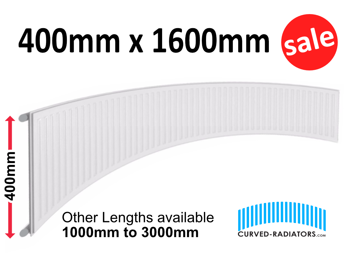 400mm x 1600mm Curved Bay Window Radiator