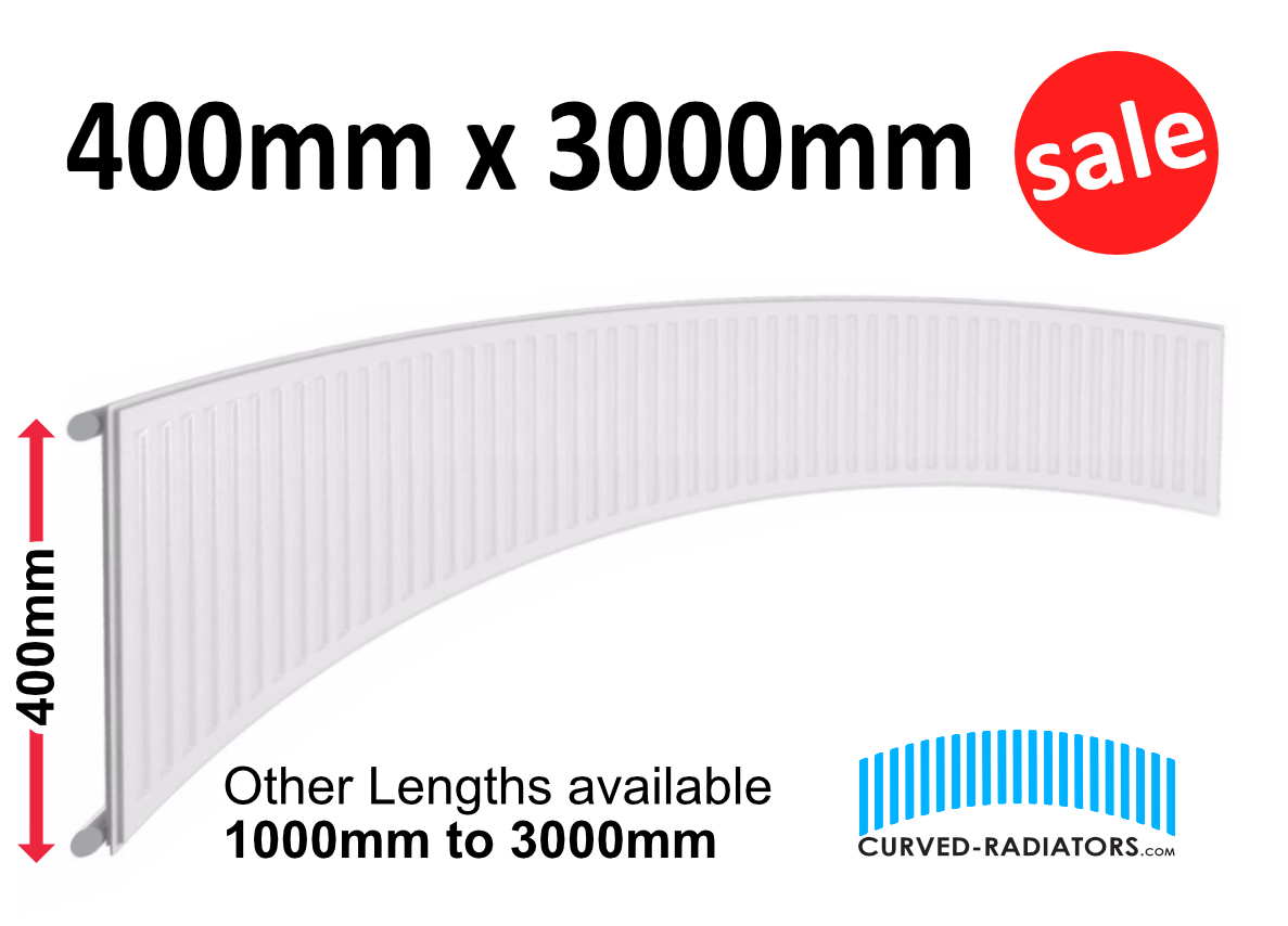 400mm x 3000mm Curved Bay Window Radiator