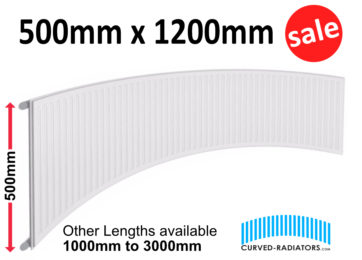 500mm x 1200mm Curved Bay Window Radiator