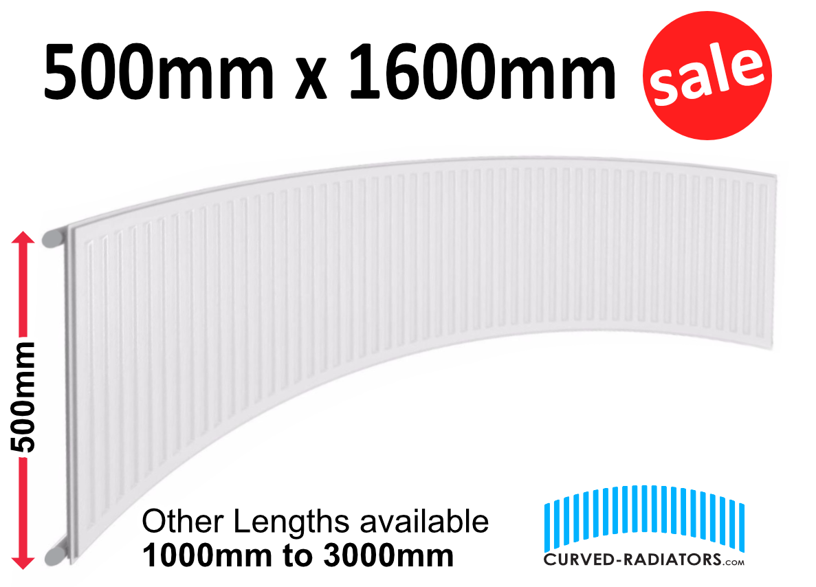 500mm x 1600mm Curved Bay Window Radiator