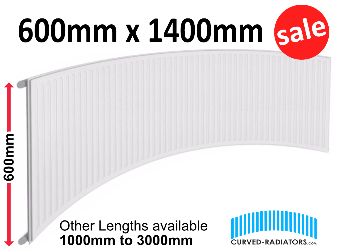 600mm x 1400mm Curved Bay Window Radiator