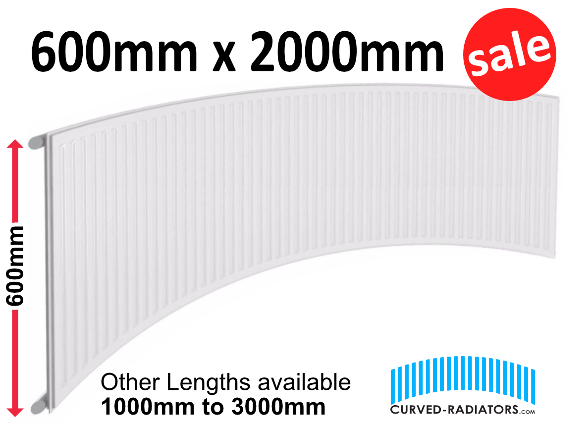 600mm x 2000mm Curved Bay Window Radiator